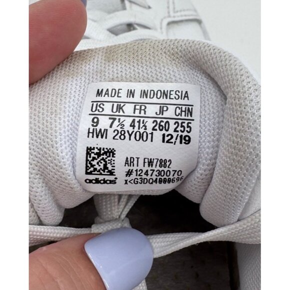 Adidas Grand Court White Leather Sneakers Mens Sz 9 Lace-Up Casual Shoes - Picture 4 of 8